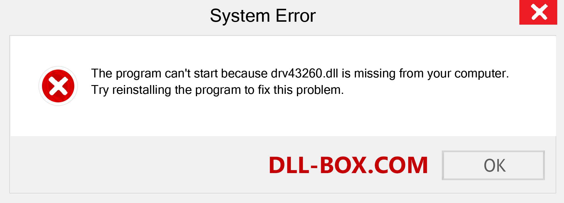  drv43260.dll file is missing?. Download for Windows 7, 8, 10 - Fix  drv43260 dll Missing Error on Windows, photos, images